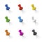 Vector of Colourful Thumbtacks in a Row
