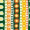 Vector colourful vertical column sunflowers pen sketch repeat pattern with stripes 02. Suitable for textile, gift wrap