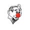 Vector comic doodle illustration of a doctor with a clown red nose. Great as Red Nose Day icon.
