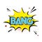 Vector comic explosion bang sign. Lettering bang text. comic book letters, cartoon text dialog, colored cloud. Abstract