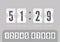 Vector coming soon web page template with flip time counter. White scoreboard number font. Vector illustration template