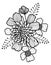 vector composition of contour decorative flowers and petals
