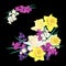 Vector composition of spring flowers. A bouquet of daffodils and hyacinths
