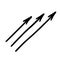 Vector composition of three black straight arrows. Hand-drawn vector illustration of a pointer