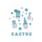 Vector compositon of doodle cactus design set.