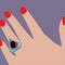 Vector concept for civil war with womans fingers wearing bleeding diamond ring with african face.