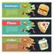 Vector concept fast food flat banner set. Flayer