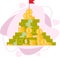 Vector concept of financial leadership with piles of coins and bills.