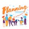 Vector concept illustration with cartoon people planning business