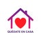 Vector concept illustration Quedate en casa, english translation Stay Home with house, heart