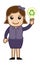 Vector Concept - Lady Holding a Bulb with Recycle Icon