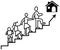 Vector concept of a man or guardian carrying his family to reach