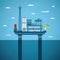 Vector concept of oil and gas offshore industry