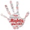 Vector conceptual human rights political freedom, democracy hand print stamp word cloud