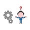 Vector confused businessman character with gears. Color and black outlines