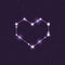 Vector constellation illustration in the shape of a heart in the space