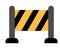 Vector construction site passage prohibiting sign. Yellow and black stripy barrier. Road works zone icon. Stop sign isolated on