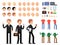 Vector constructor of business characters. Men in costume with different emotions and poses