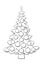 Vector contour Christmas tree decorated with xmas balls. Template for children creativity, application, coloring book