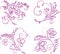 Vector contour doodle drawings of floral design elements from decorative twigs with berries, tendrils,leaves and flowers