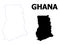 Vector Contour Dotted Map of Ghana with Name