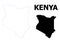 Vector Contour Dotted Map of Kenya with Name