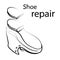 Vector contour drawing of a boot located upside down, at the top of the heel repair heel, isolated on a white background. Outline