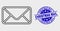 Vector Contour Envelope Icon and Grunge Christmas Mail Seal
