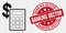 Vector Contour Financial Calculator Icon and Distress Banking Sector Seal