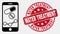 Vector Contour Mobile Pharmacy Chart Icon and Grunge Water Treatment Stamp