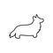 vector contour silhouette of a Welsh corgi, silhouette of a dog isolated