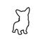 vector contour silhouette of a Welsh corgi, silhouette of a dog isolated