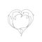 Vector contour of two dolphin couple in love with shape heart
