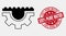 Vector Contour Water Gear Icon and Grunge 100 Percent Pure Water Stamp
