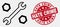 Vector Contour Wrench and Nuts Icon and Grunge Hate Crime Stamp