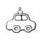 Vector contoured glass toy, decoration in form of car for xmas tree, in doodle style. Clipart for Christmas and New Year