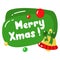 Vector conversational green ball with the inscription merry Christmas with a bell isolated on a white background