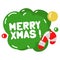 Vector conversational green ball with the inscription Merry Christmas with a candy cane isolated on a white