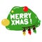 Vector conversational green ball with the inscription Merry Christmas with a garland isolated on a white background