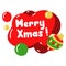 Vector conversational red ball with the inscription Merry Christmas with a Christmas tree toy isolated on a white