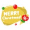 Vector conversational yellow ball with the inscription Merry Christmas with a Christmas tree toy isolated on a white