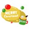 Vector conversational yellow ball with the inscription merry Christmas with a cocoa mug isolated on a white