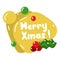 Vector conversational yellow ball with the inscription merry Christmas with mistletoe isolated on a white background