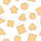 Vector cookie seamless pattern, Biscuit cookie background