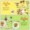 Vector cooking banner template with hand drawn objects on italian food theme