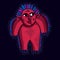 Vector cool cartoon funny monster, simple red weird creature. Cl