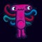 Vector cool cartoon sad monster, purple weird creature. Clipart
