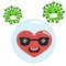 Vector cool heart character antivirus in hygiene bubble.