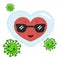 Vector cool heart character virus protection