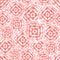 Vector coral pink shibori diamond and squares overlap pattern. Suitable for textile, gift wrap and wallpaper.